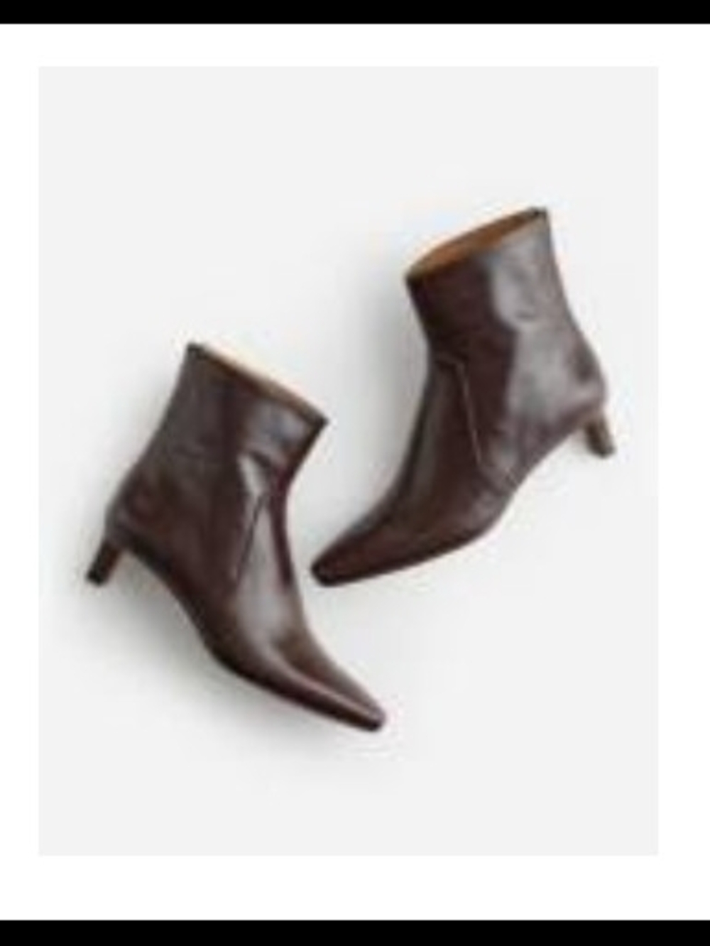 Madewell The Dimes Pointed-Toe Brown Leather Kitten Ankle Boots Color Turkish